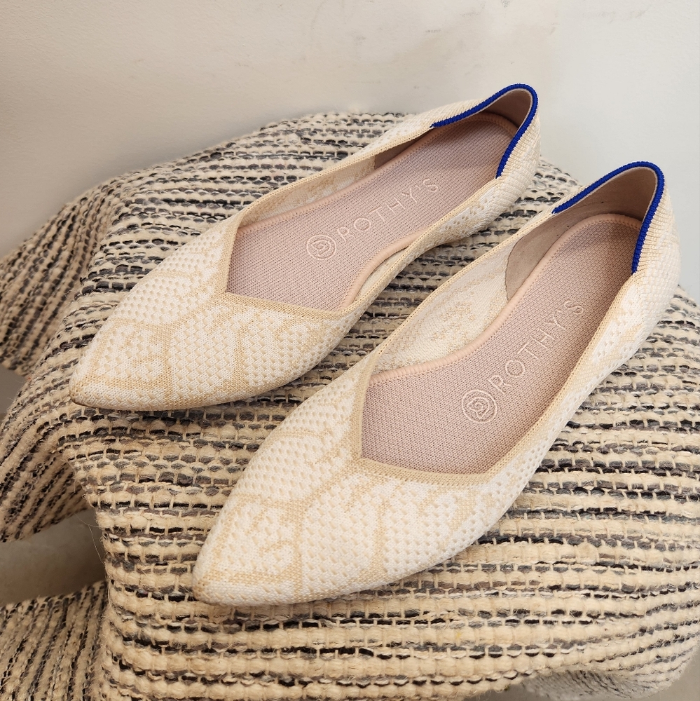 Rothy's The Point Lace Wedding Flats Slip On Shoes Size 7.5.